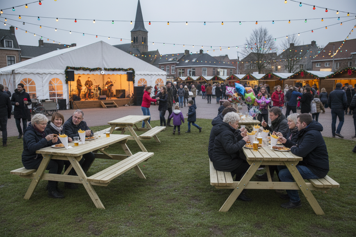 4 Picknicktafels KING dorpsfeest verspreid
