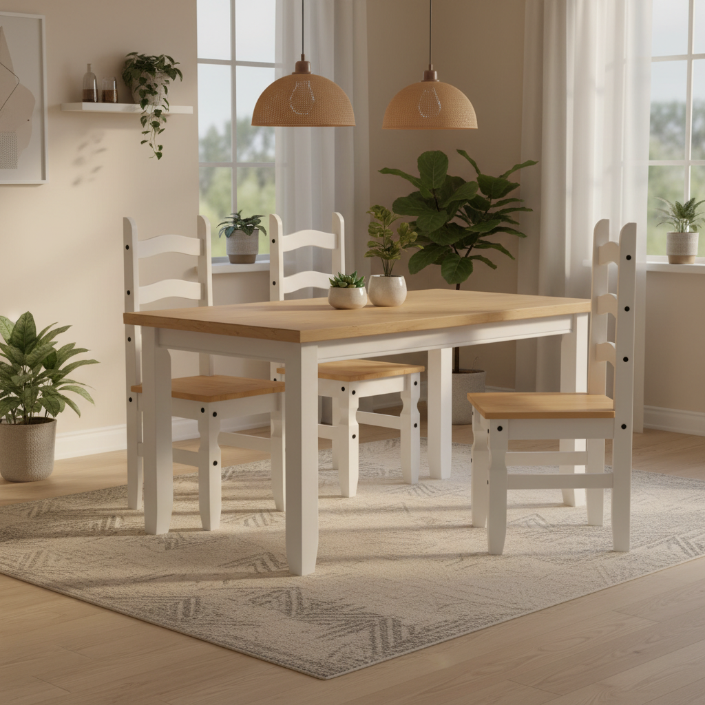 4 white chairs Scandinavian