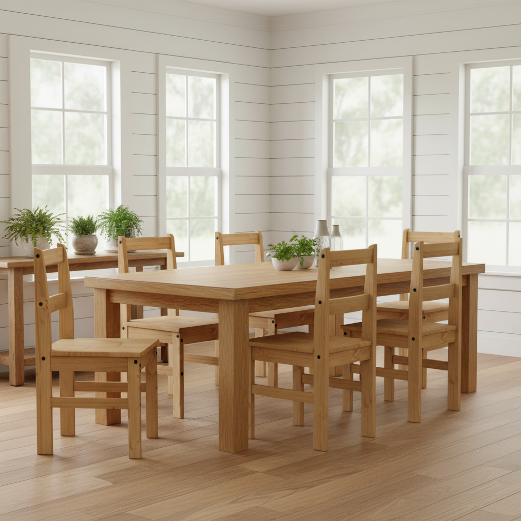 6 natural pine chairs