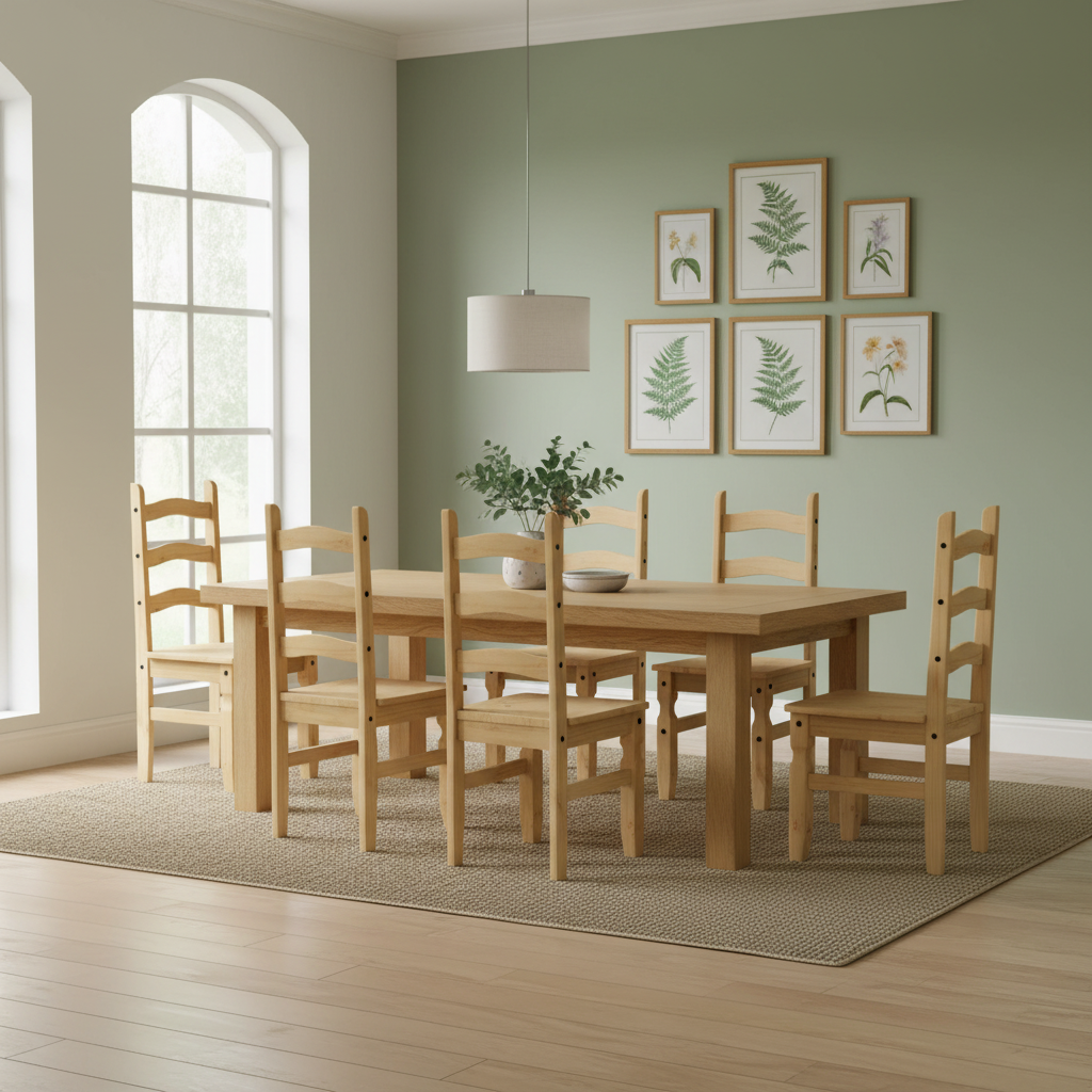 6 natural wood chairs