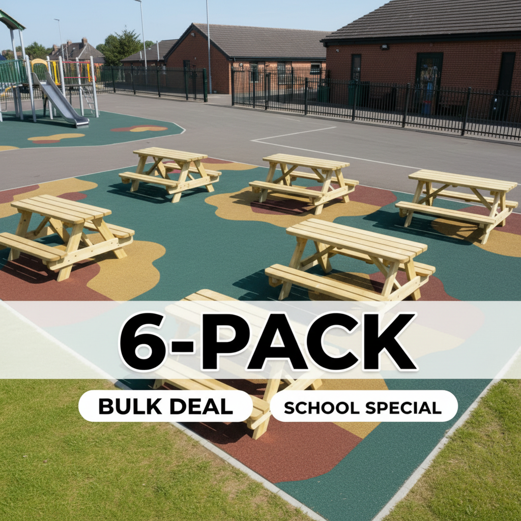 6-pack picnic tables vierkant formaat