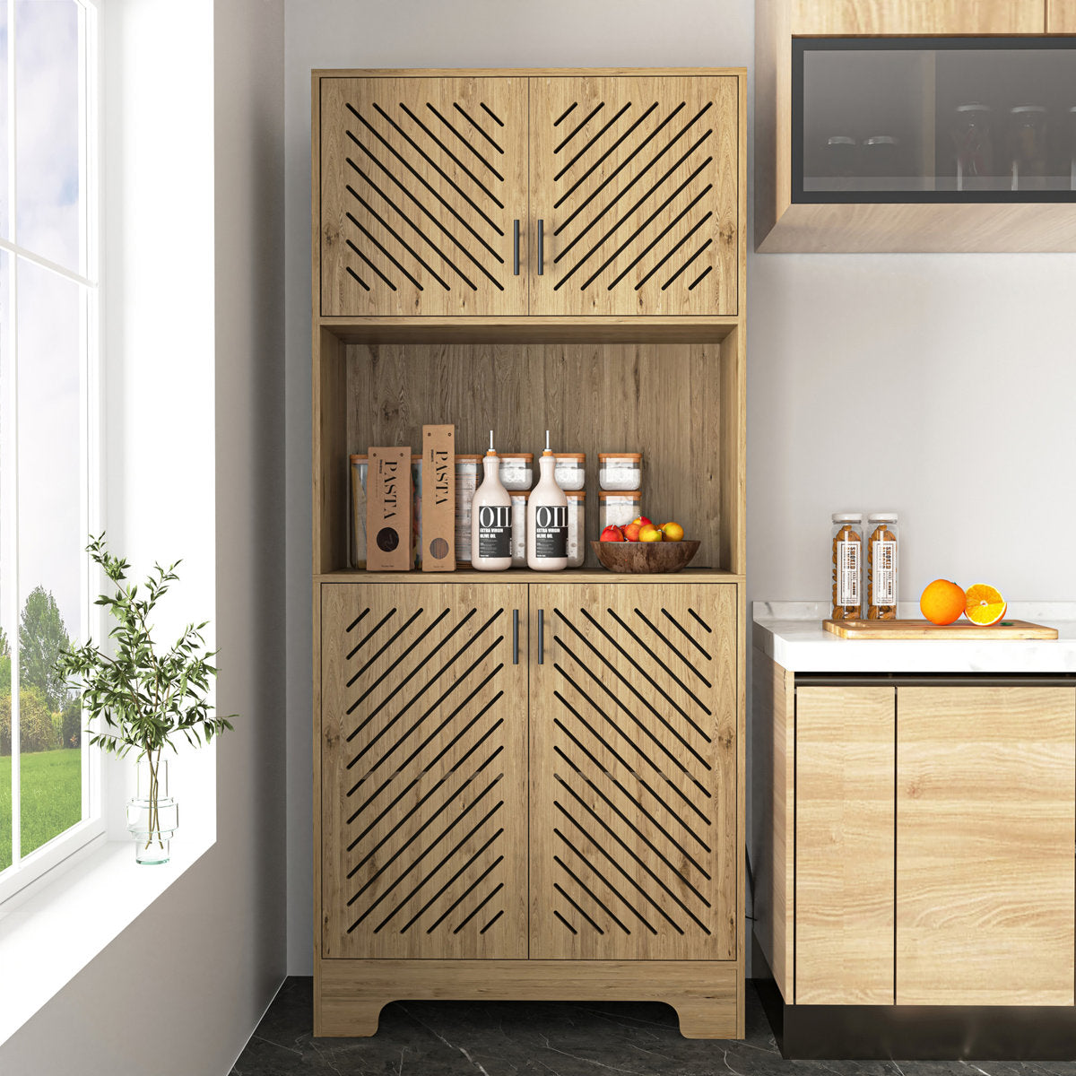 Mason – Rustic Kitchen Cabinet with Charging Station 180cm
