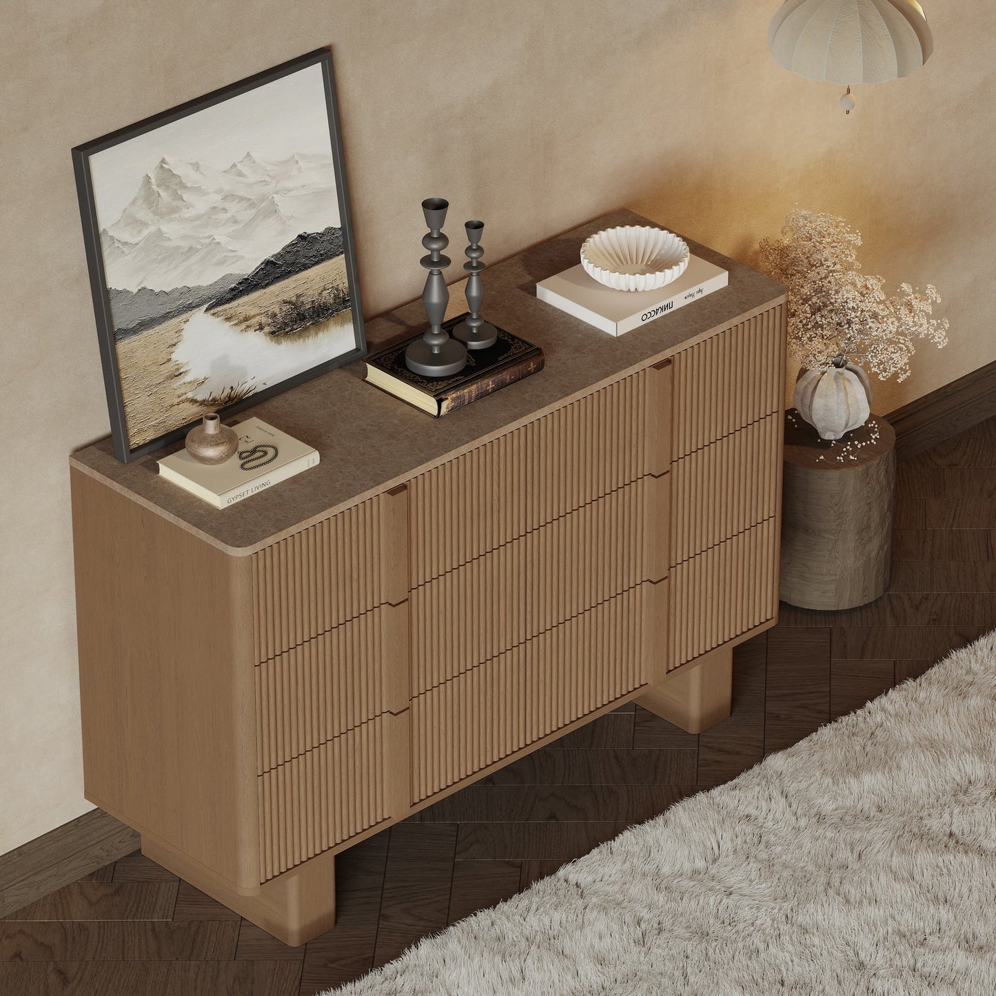 Ladekast CURVE met 6 laden – geribbeld design – 119 cm