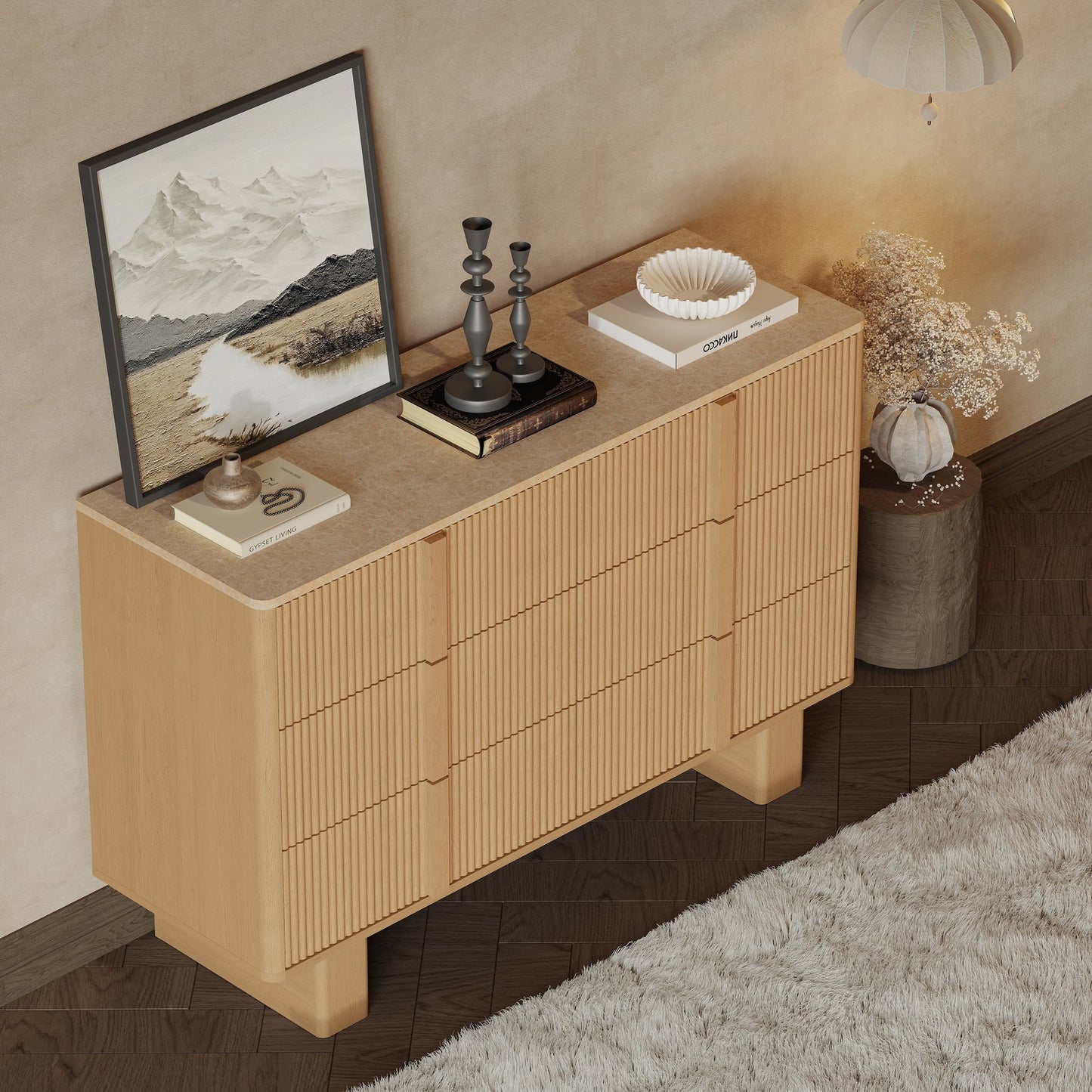 Ladekast CURVE met 6 laden – geribbeld design – 119 cm