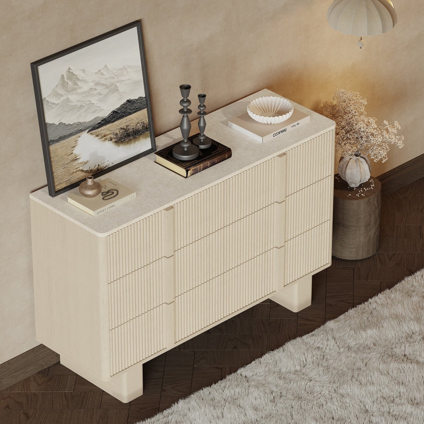 Ladekast CURVE met 6 laden – geribbeld design – 119 cm