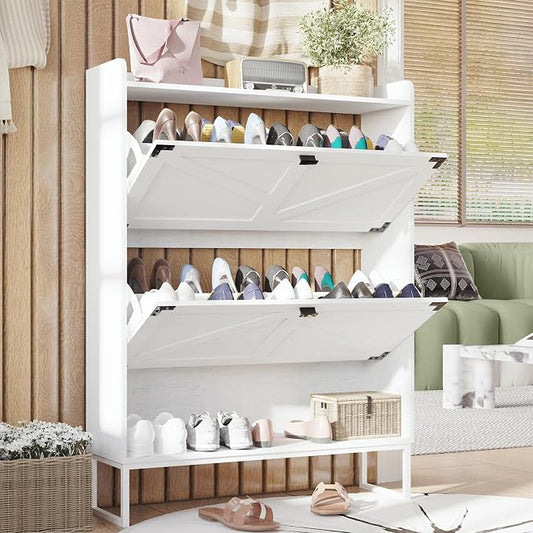 Nova Farmhouse – Witte Schoenenkast met 2 Klepdeuren