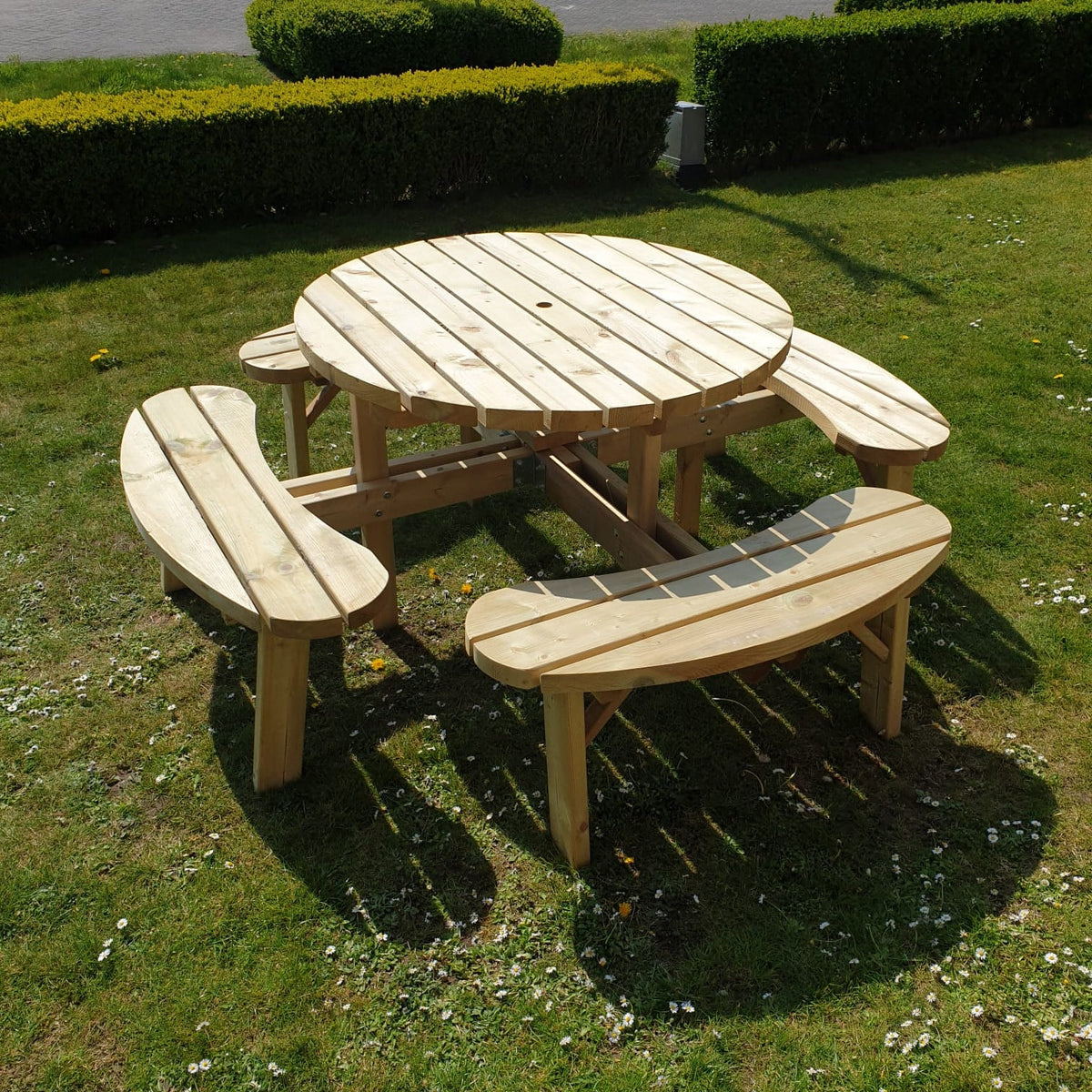 Ronde picknicktafel xxl royal KING ® | 45mm plankdikte | 195 x 195 cm – Vuren – foto 3