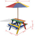 Kinderpicknicktafel Met Banken En Parasol Hout Meerkleurig