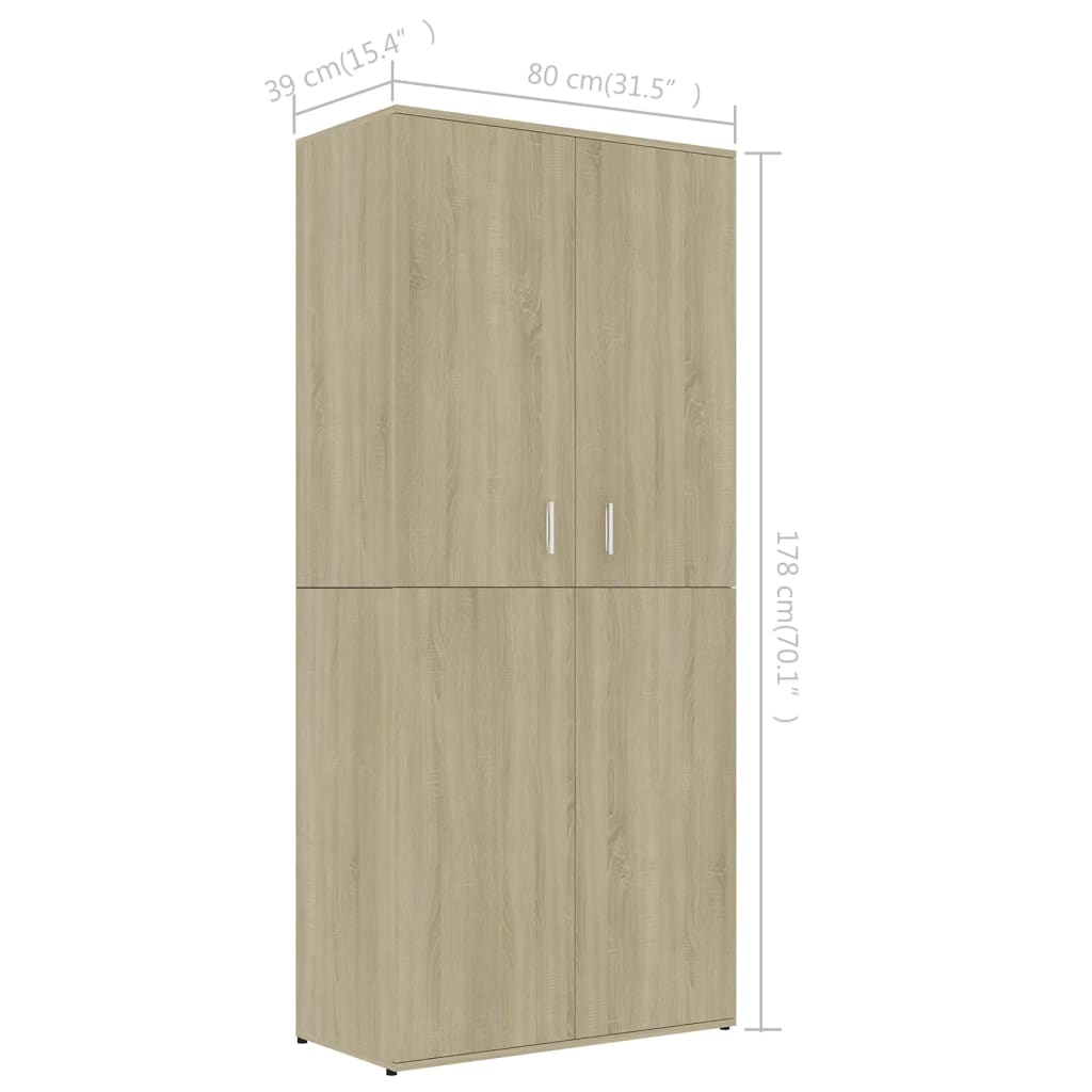 Schoenenkast 80X39X78 Cm Spaanplaat Kleurig Sonoma Eiken