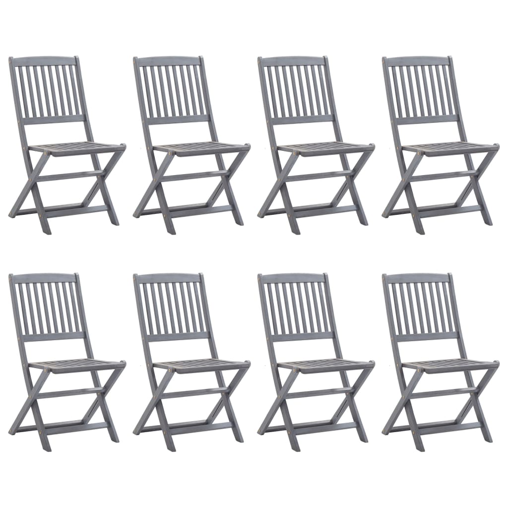 9-Delige Tuinset Massief Acaciahout Grijs