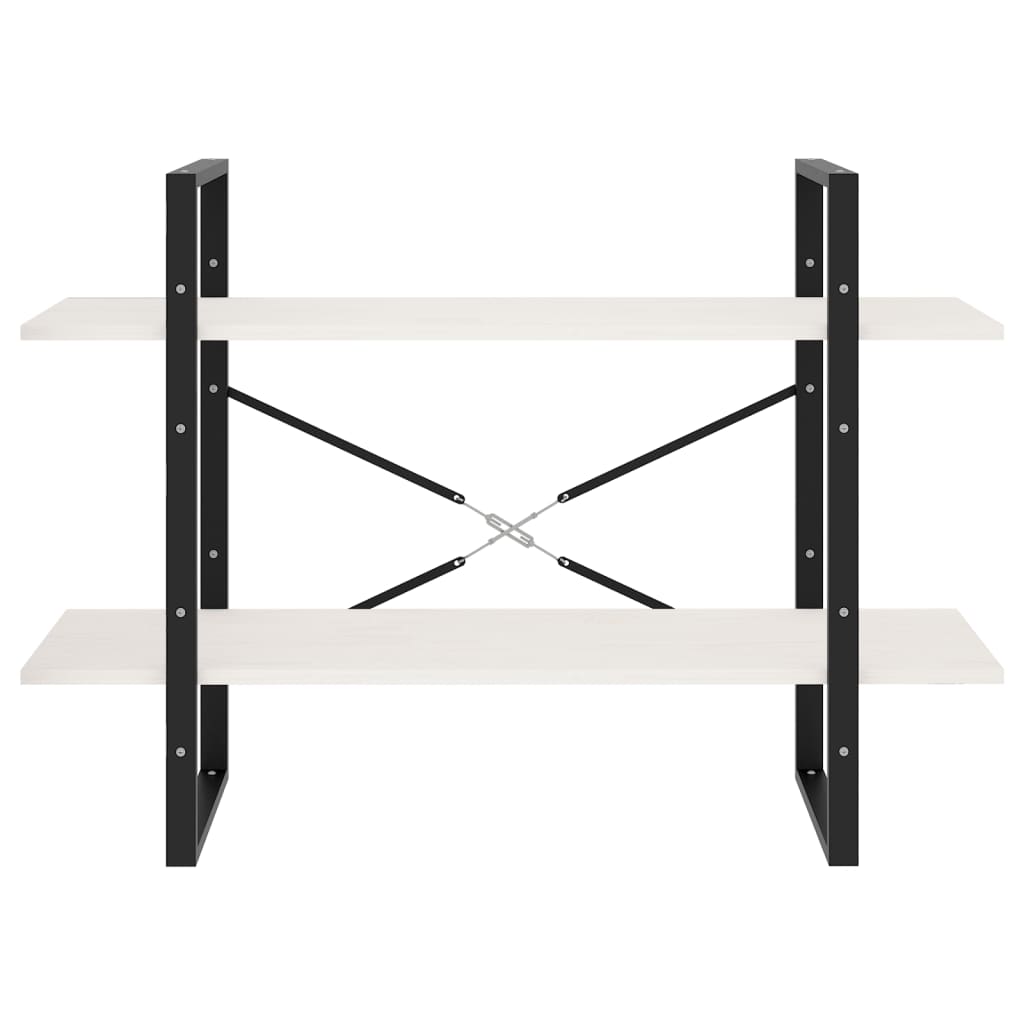 Boekenkast Met 2 Schappen Massief Grenen Wit