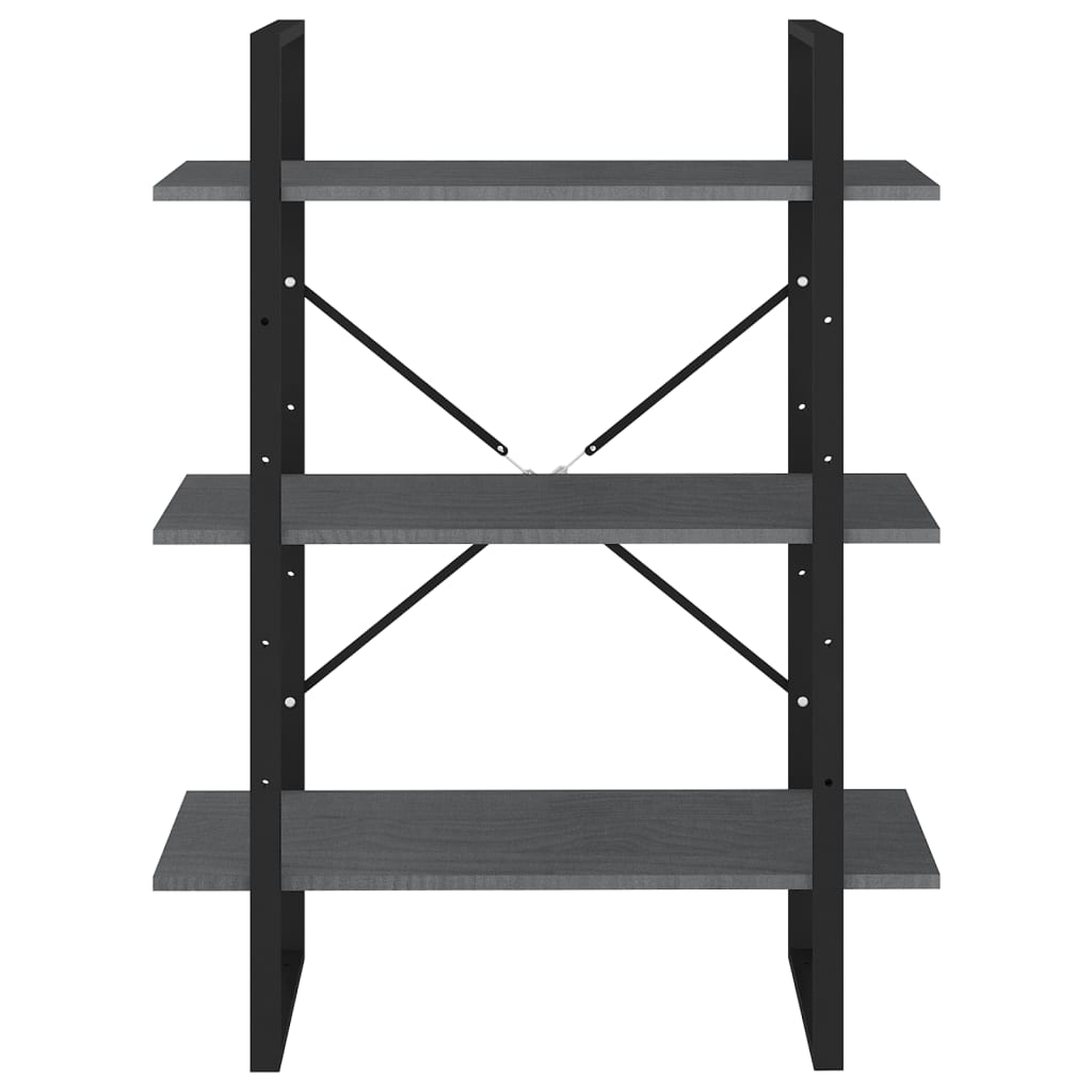 Boekenkast Met 3 Schappen Massief Grenen Grijs