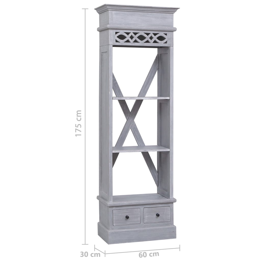 Hoge Kast Massief Mahoniehout Grijs