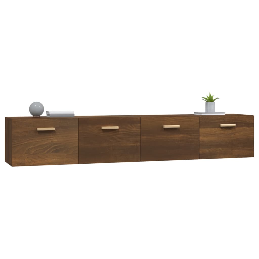 Wandkasten 2 St 00X36,5X35 Cm Bewerkt Hout Bruin Eikenkleur