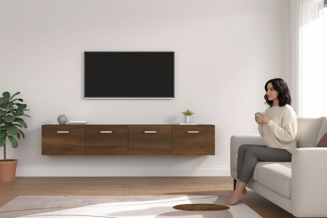 Wandkasten 2 St 00X36,5X35 Cm Bewerkt Hout Bruin Eikenkleur