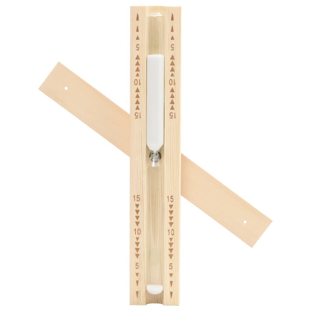 Saunaset 2-In1 Hygrothermograaf En Zandloper Massief Grenenhout Zwart