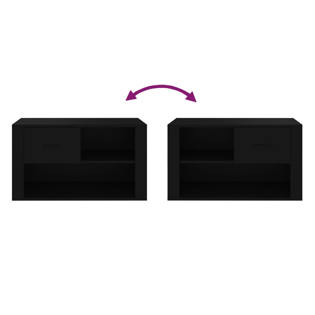 Schoenenkast 80X35X45 Cm Bewerkt Hout Zwart