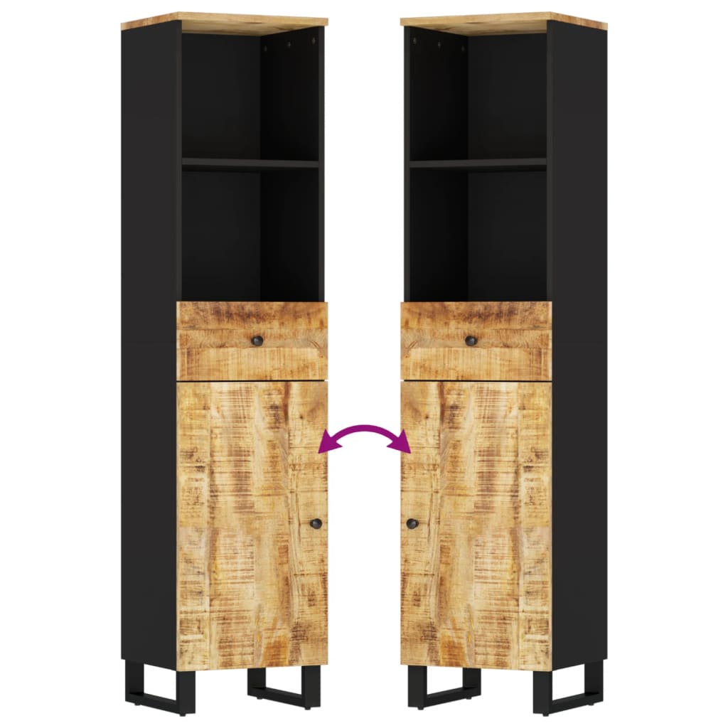 3-Delige Badkamermeubelset Massief Mangohout