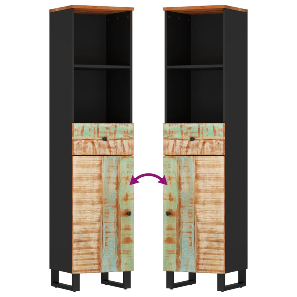 3-Delige Badkamermeubelset Massief Gerecycled Hout