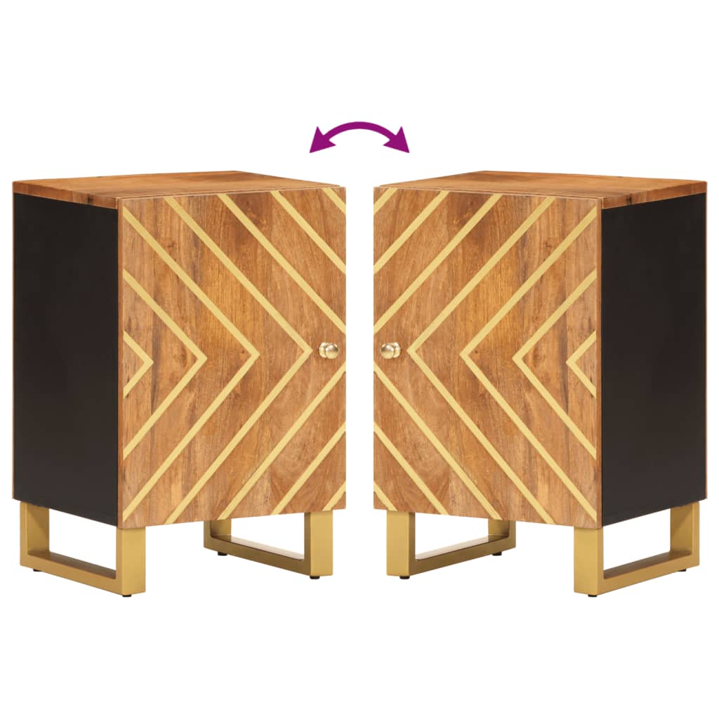 Badkamerkast 38X33,5X58 Cm Massief Mangohout Bruin En Zwart