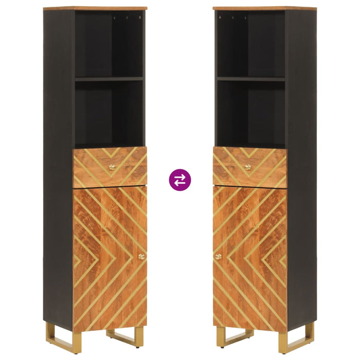 Badkamerkast 38X33,5X160 Cm Massief Mangohout Bruin En Zwart