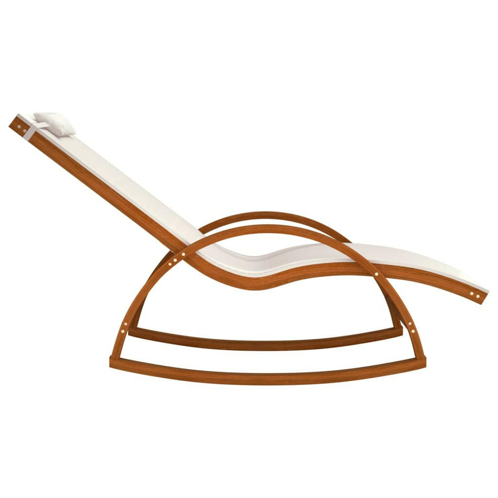 Schommelstoel Textileen En Massief Populierenhout Wit