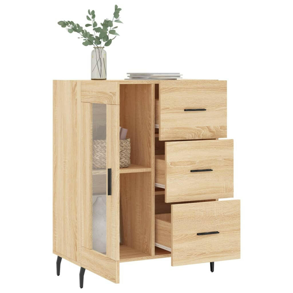 Dressoir 69,5X34X90 Cm Bewerkt Hout Sonoma Eikenkleurig