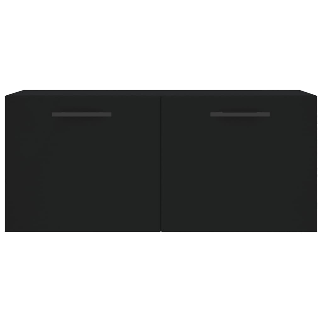 Wandkast 80X36,5X35 Cm Bewerkt Hout Zwart