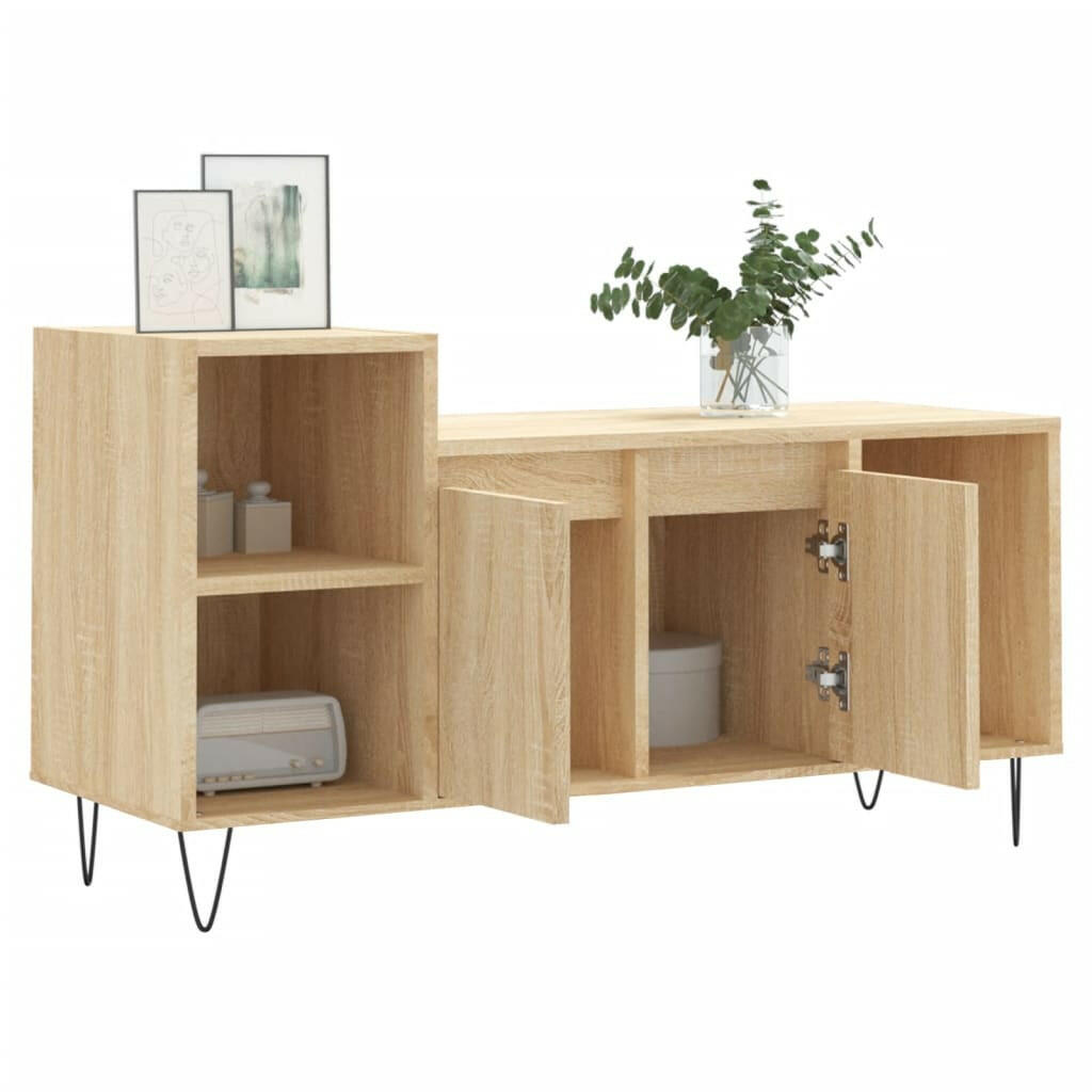 Tv-Meubel 100X35X55 Cm Bewerkt Hout Sonoma Eikenkleurig