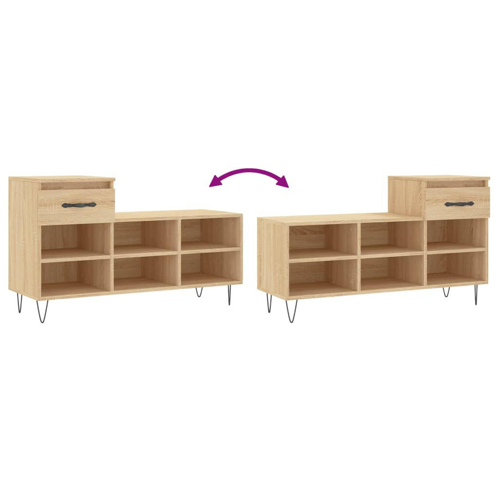 Schoenenkast 102X36X60 Cm Bewerkt Hout Sonoma Eikenkleurig