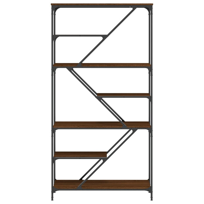 Boekenrek 91X36X176 Cm Bewerkt Hout En Staal Bruin Eikenkleur