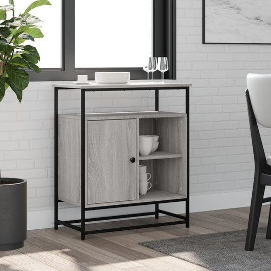 Dressoir 69X35X80 Cm Bewerkt Hout Eikenkleurig