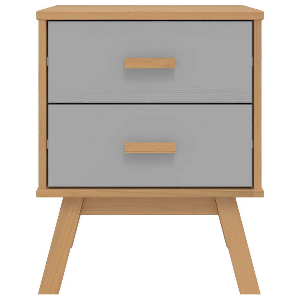 Nachtkastje Olden Massief Grenenhout Grijs En Bruin