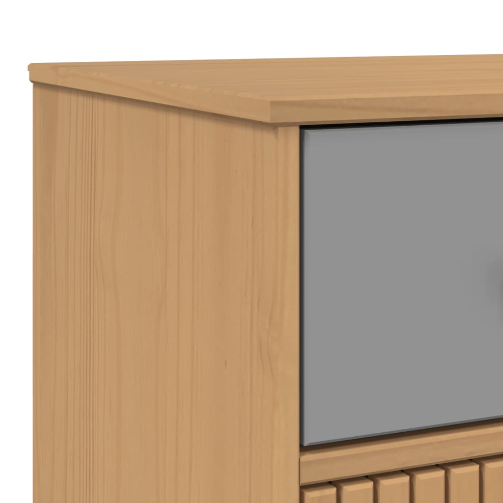 Dressoir Olden 114X43X73,5 Cm Massief Grenenhout Grijs En Bruin Grijs En Wit