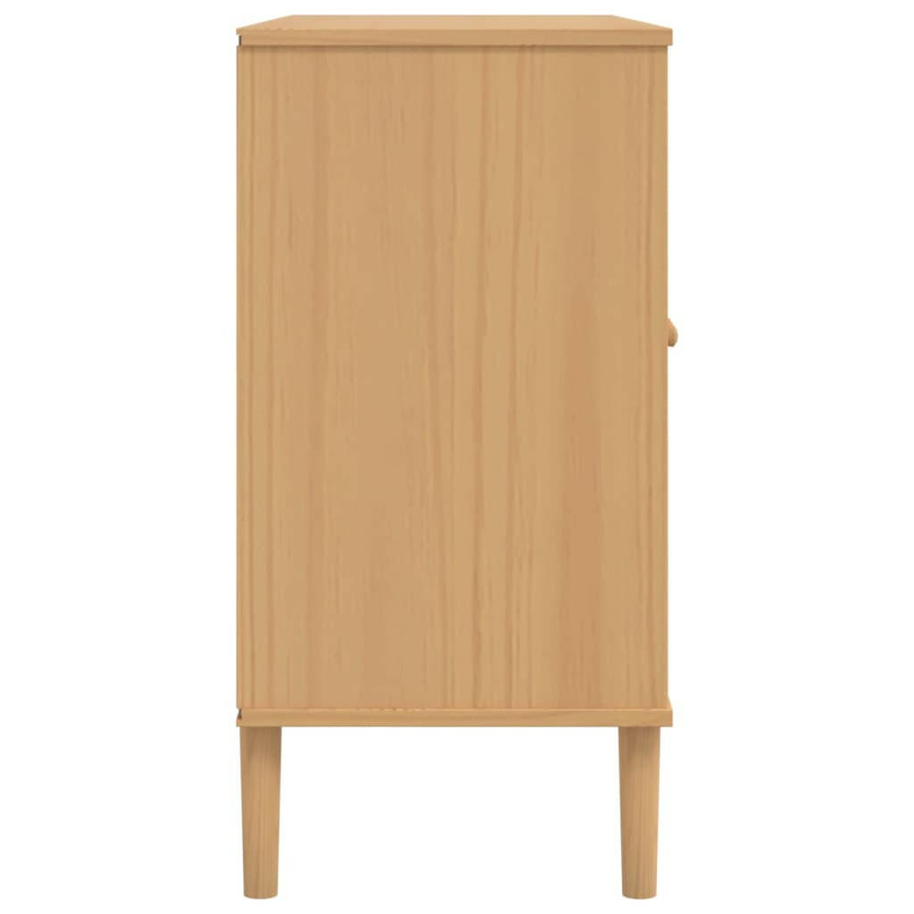 Dressoir Senja 112X40X80 Cm Rattan Massief Grenenhout Bruin