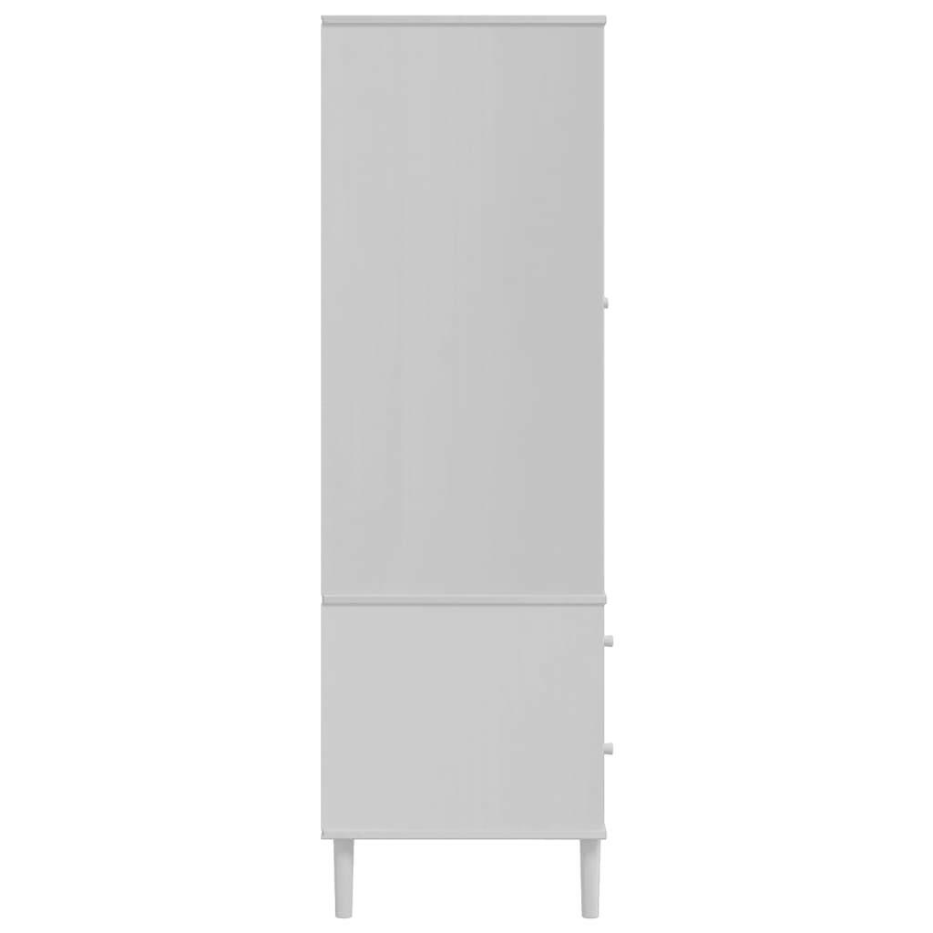 Kledingkast Senja 90X55X175 Cm Rattan Look Grenenhout Wit