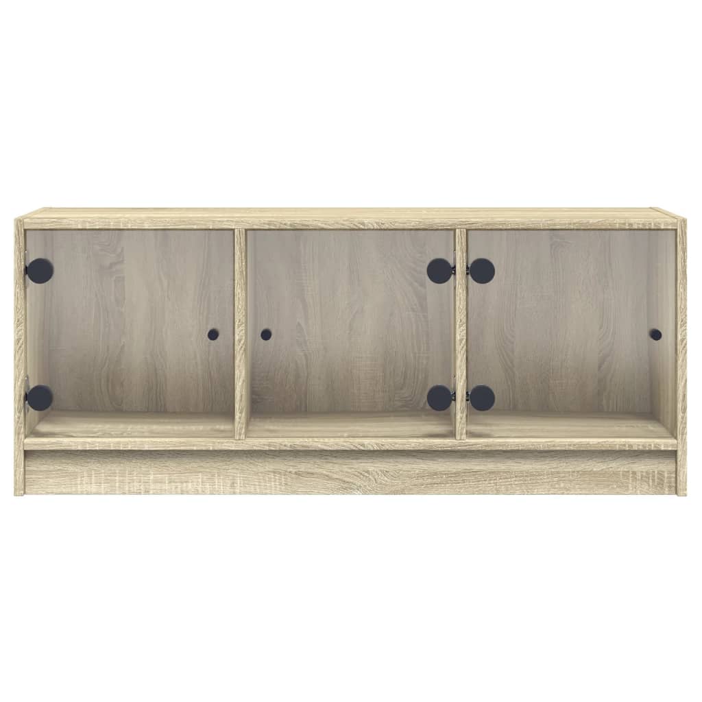 Tv-Meubel Met Glazen Deuren 102X37X42 Cm Sonoma Eikenkleurig