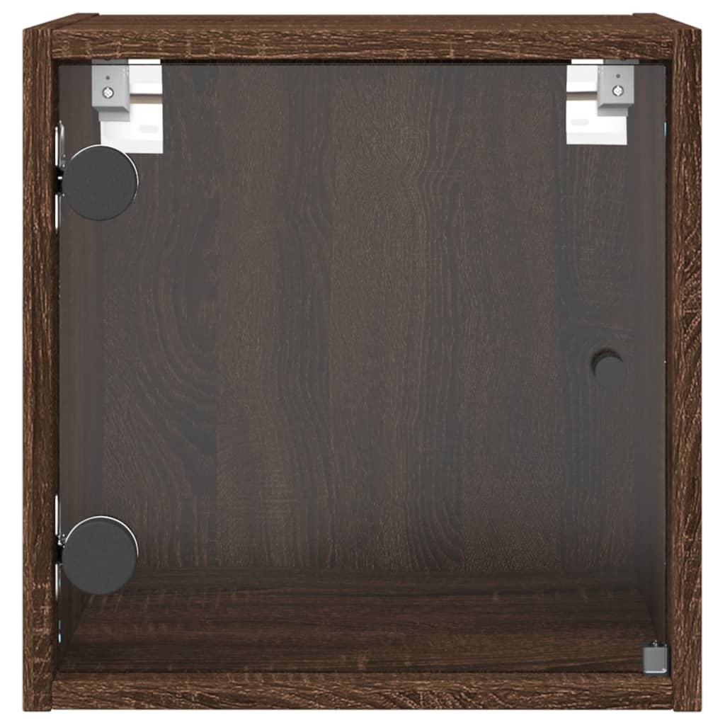 Nachtkastje Met Glazen Deur 35X37X35 Cm Bruineikenkleurig