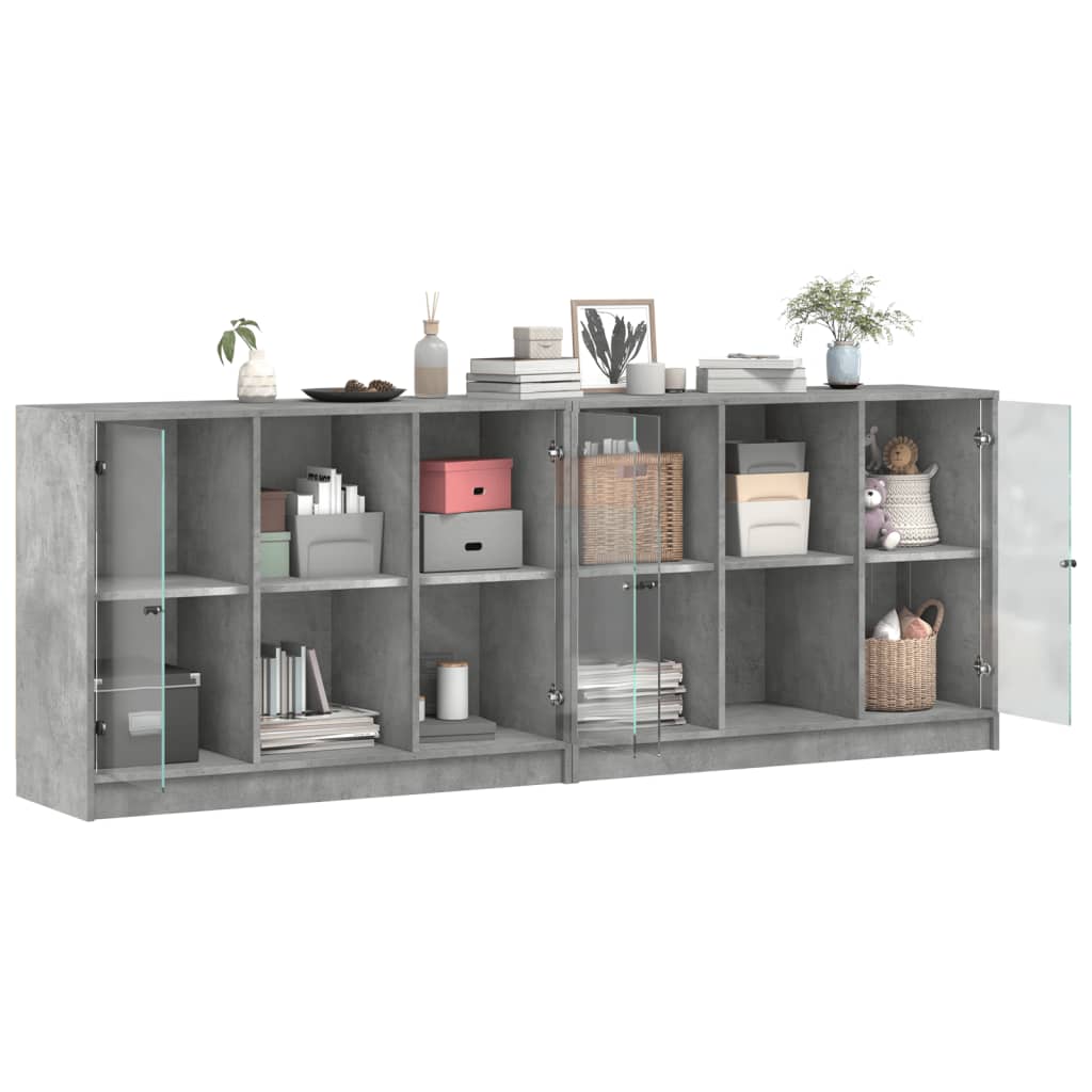 Boekenkast Met Deuren 204X37X75 Cm Bewerkt Hout