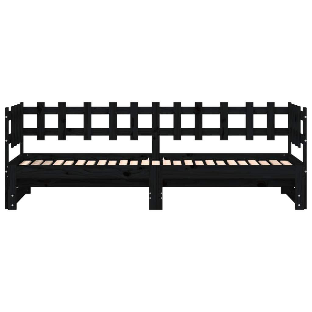 Slaapbank Uitschuifbaar Massief Grenenhout Zwart 2X(90X200) Cm