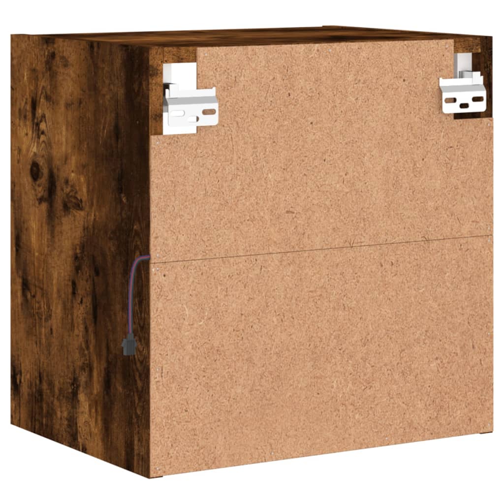 Nachtkastje Met Led's Wandgemonteerd Gerookt Eikenkleurig