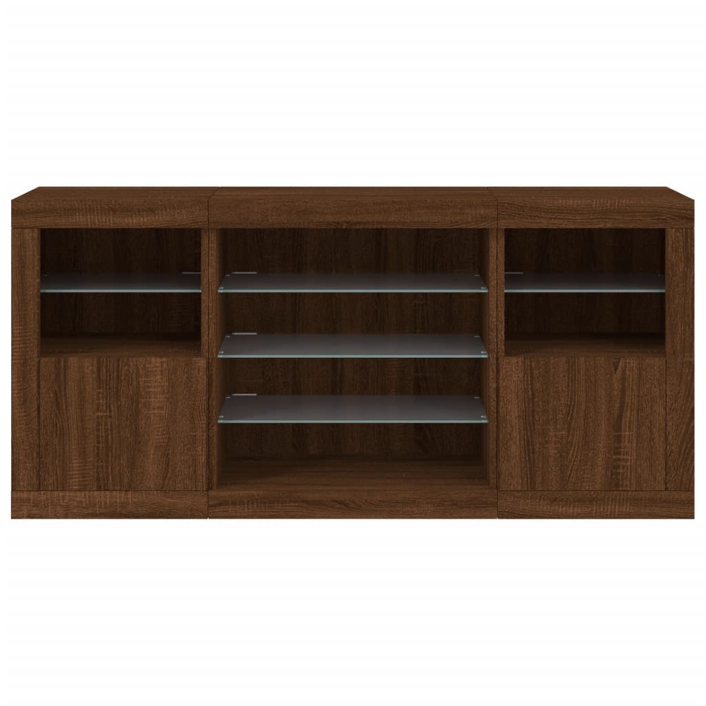 Dressoir Met Led-Verlichting 142,5X37X67 Cm Bruineikenkleurig