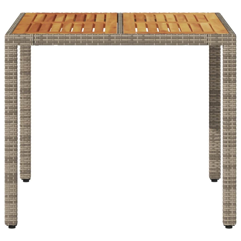 Tuintafel Met Acaciahouten Blad 90X90X75 Cm Poly Rattan Grijs Donkerbruin