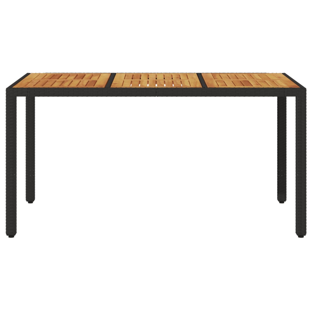 Tuintafel Met Acaciahouten Blad 150X90X75 Cm Poly Rattan Zwart