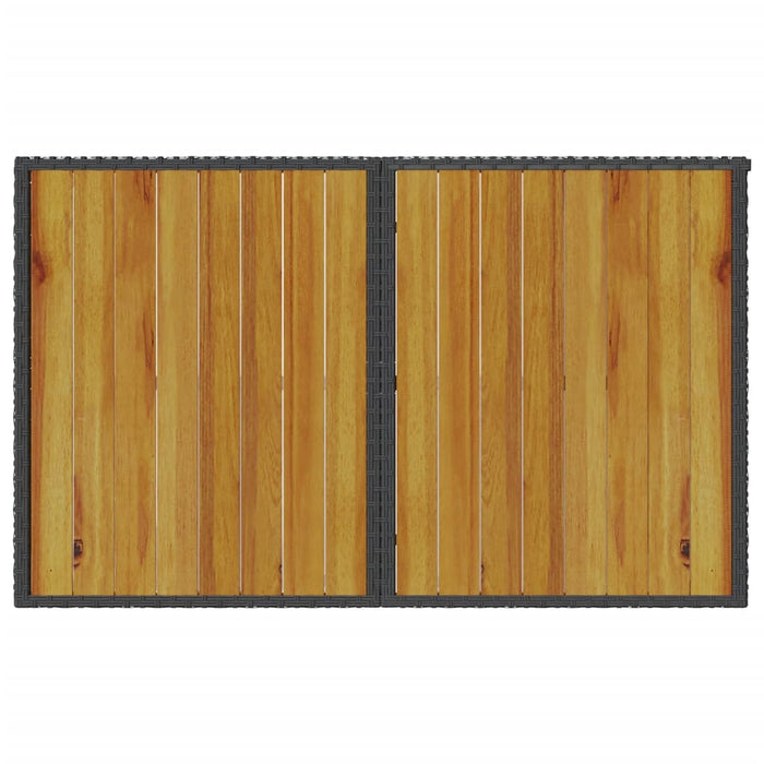 Tuintafel Met Houten Blad 110X68X70 Cm Poly Rattan Zwart