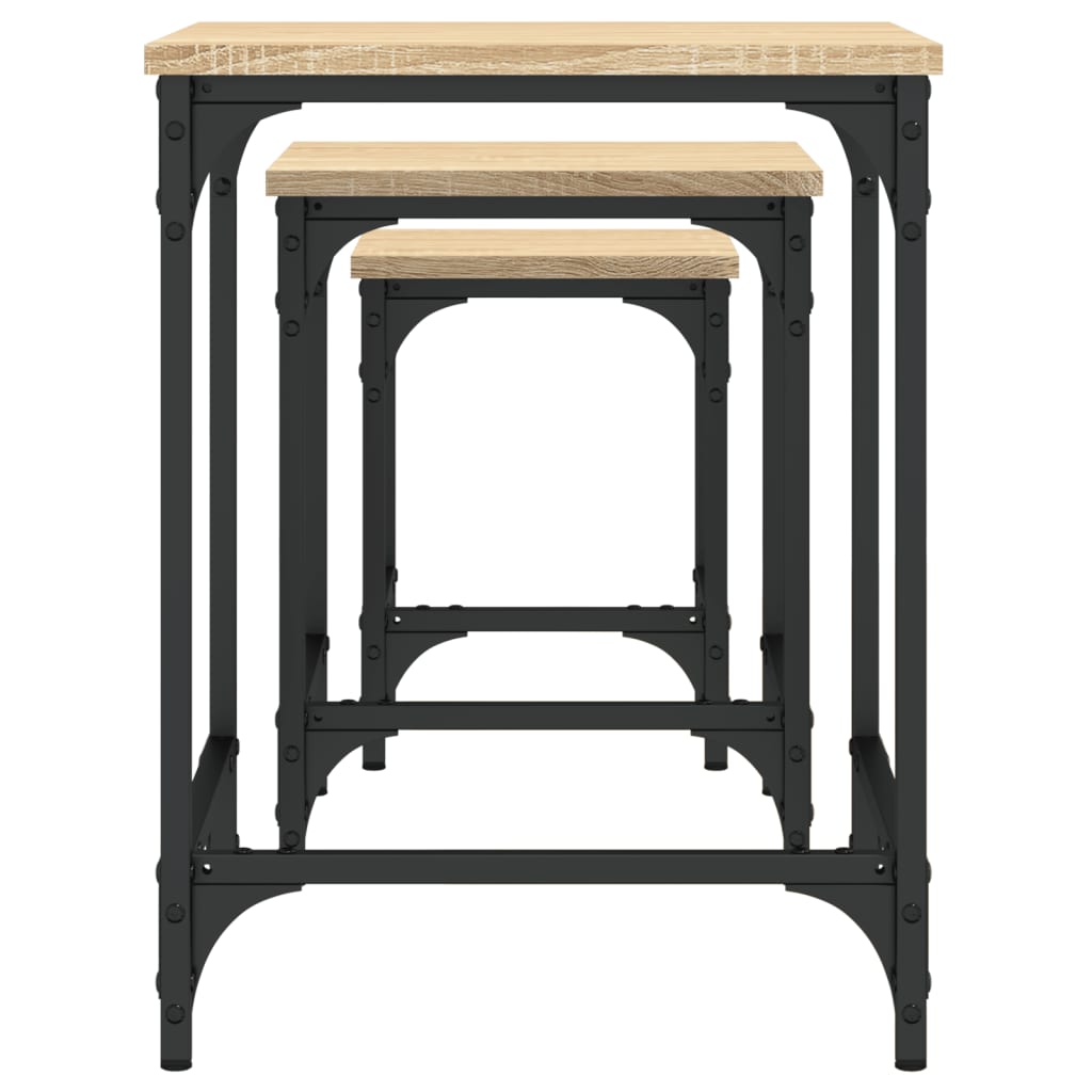 -Delige Tafeltjesset Bewerkt Hout Kleurig