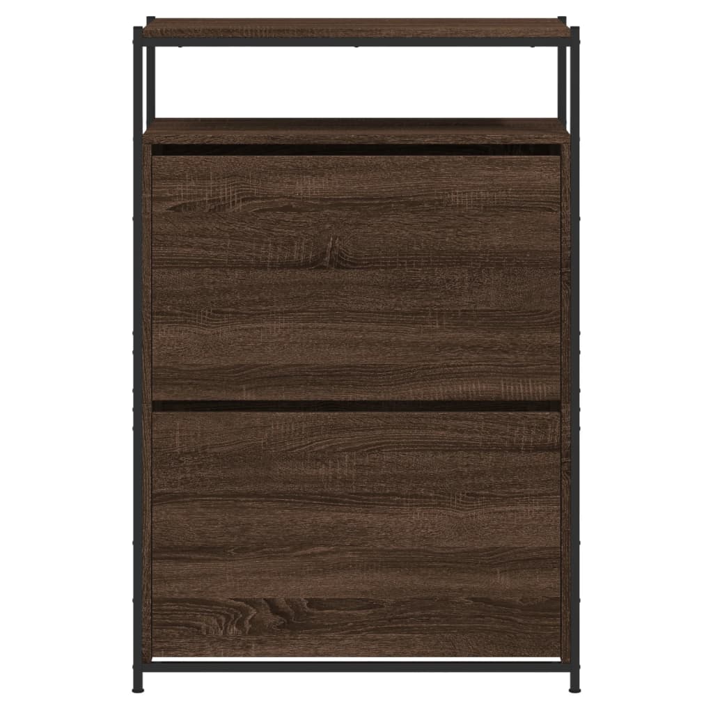 Schoenenkast 75X34X112 Cm Bewerkt Hout Bruineikenkleurig