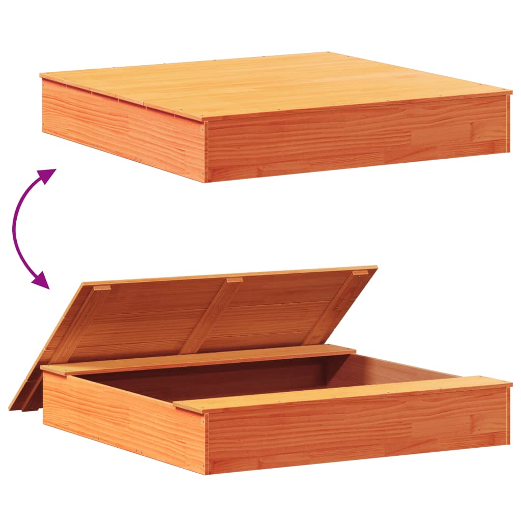 Zandbak Met Deksel 111X111X19,5 Cm Massief Grenenhout