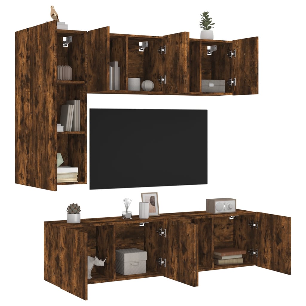 5-Delige Tv-Meubelset Bewerkt Hout