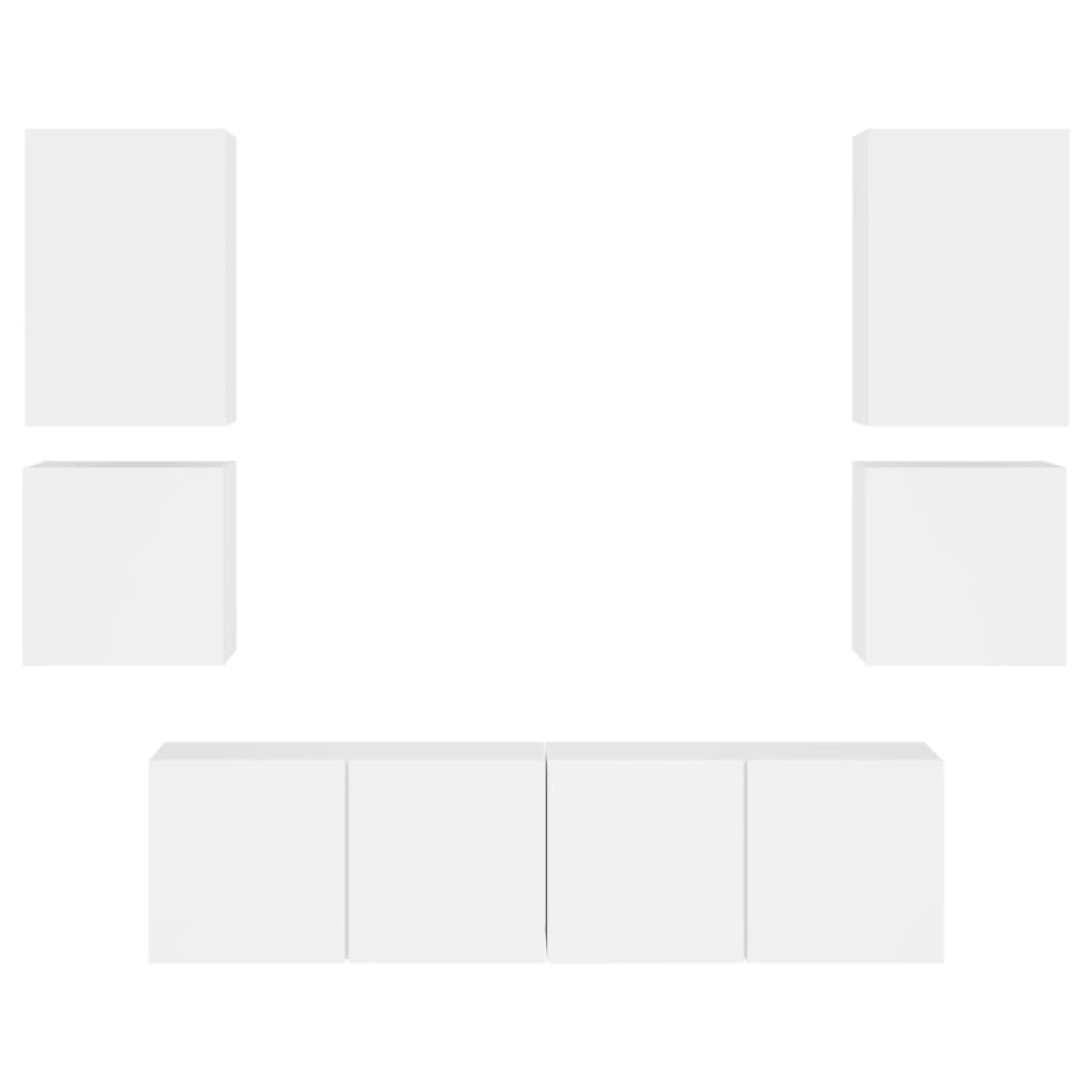 6-Delige Tv-Meubelset Bewerkt Hout